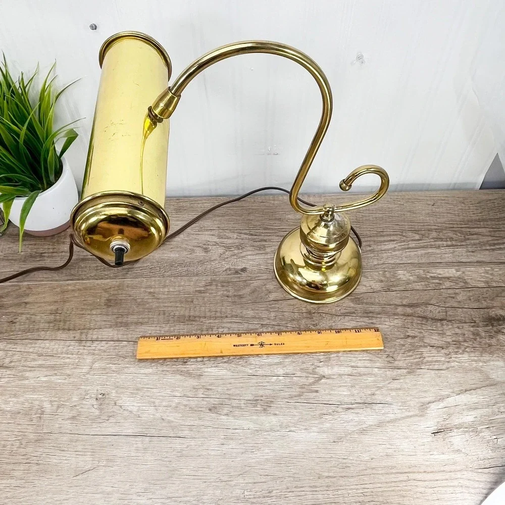 Vintage‎ Brass Bankers Desk Lamp: Maximalist Gold Decor